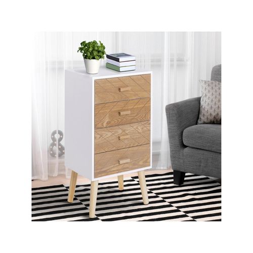 Un Meuble De Rangement Avec Tiroirs Fermés – Hêtre Et Blanche