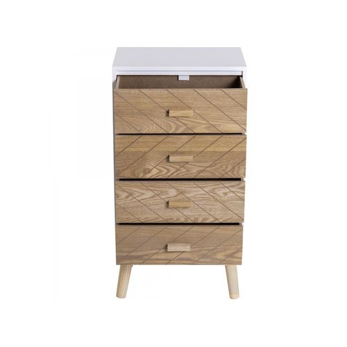 Un Meuble De Rangement Avec Tiroirs Fermés – Hêtre Et Blanche