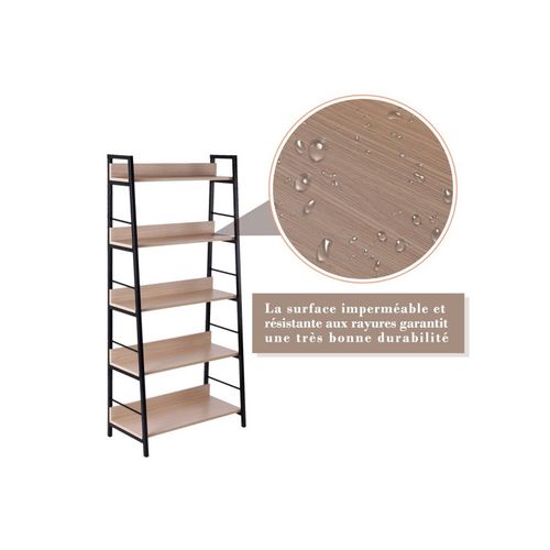 Bibliothèque Hugo Avec Étagère Style Industriel Beige