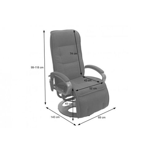 Fauteuil Relax Massant Londres En Tissu Gris Foncé