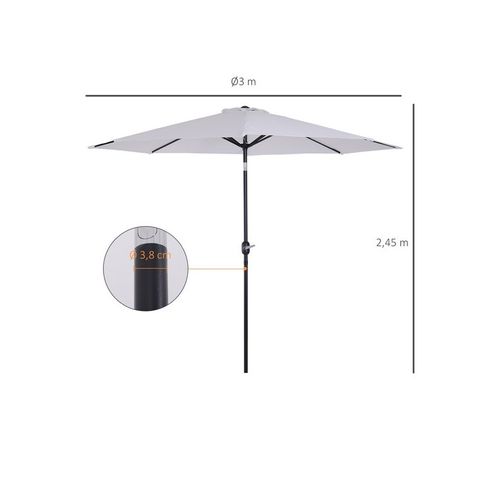 Parasol Rond Inclinable Lys Blanc
