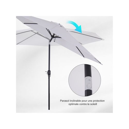Parasol Rond Inclinable Lys Blanc