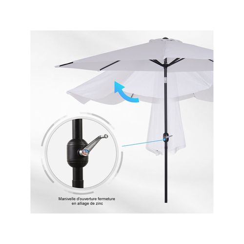 Parasol Rond Inclinable Lys Blanc