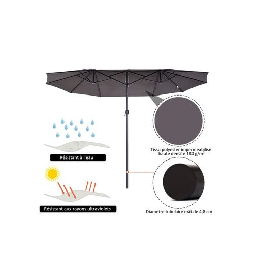 Grand Parasol XXL Castle 4,6 M Gris