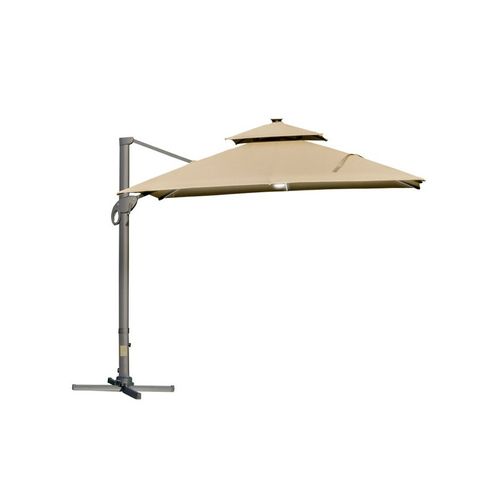 Parasol Déporté Carré Egypte à LED Beige