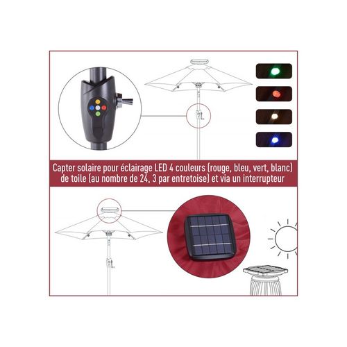 Parasol Lumineux Luna Bordeaux