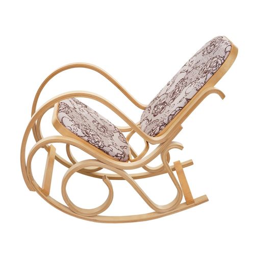 Fauteuil à Bascule Tokyo Bois Massif Aspect Chêne Tissu/textile Jacquard Marron