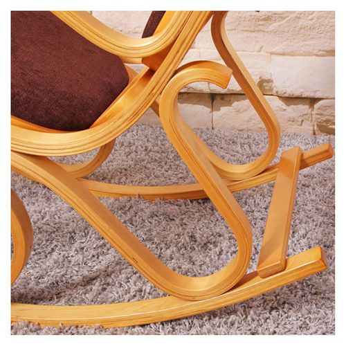 Fauteuil à Bascule Tokyo Imitation Chêne Tissu Marron