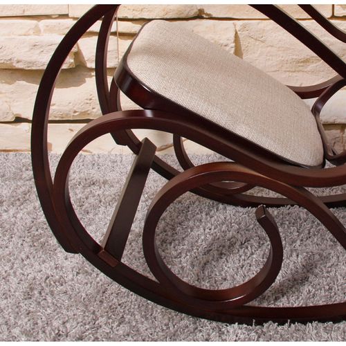 Fauteuil à Bascule Tokyo Imitation Noyer Tissu Beige