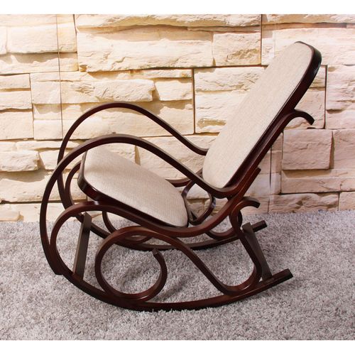 Fauteuil à Bascule Tokyo Imitation Noyer Tissu Beige