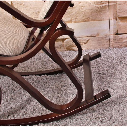 Fauteuil à Bascule Tokyo Imitation Noyer Tissu Beige