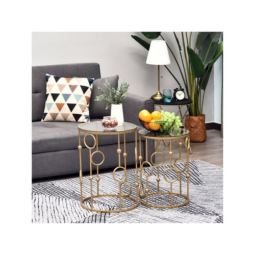 Lot De 2 Tables Gigognes Gatsby Dorées