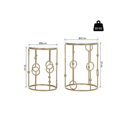 Lot De 2 Tables Gigognes Gatsby Dorées