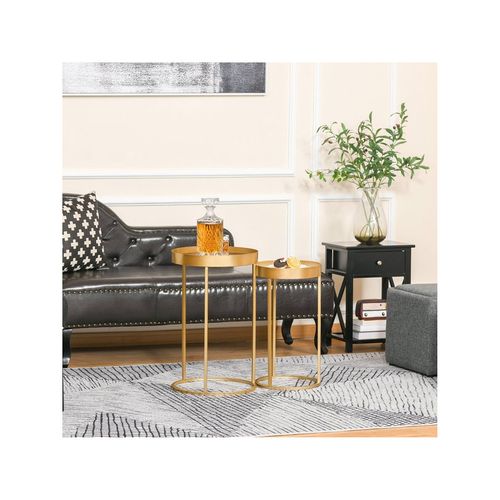 Lot De 2 Tables Gigognes Variety Doré Et Blanc