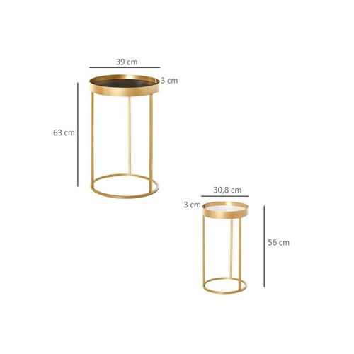 Lot De 2 Tables Gigognes Variety Doré Et Blanc