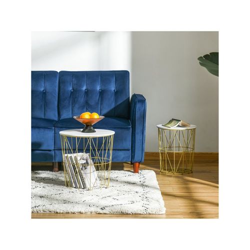 Lot De 2 Tables Gigognes Charlene Dorées Effet Marbre