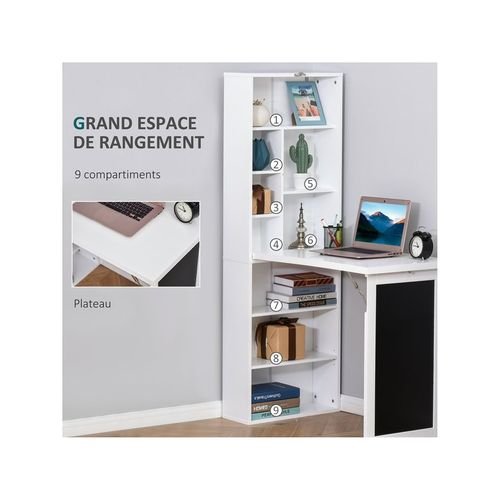 Bureau Mural Bibliothèque Flory Blanc