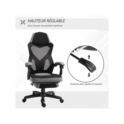 Fauteuil De Bureau Gaming Starship Gris Et Noir