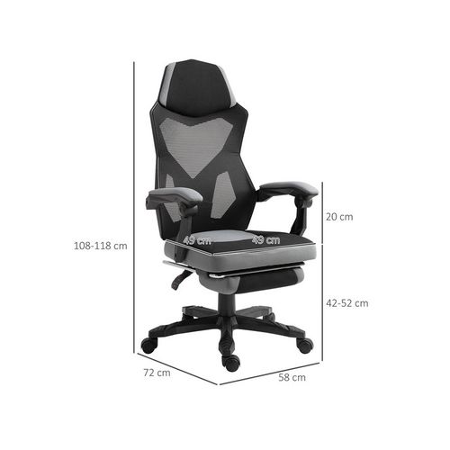 Fauteuil De Bureau Gaming Starship Gris Et Noir
