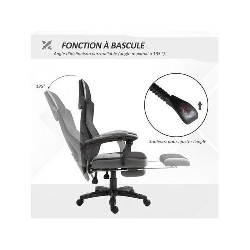 Fauteuil De Bureau Gaming Starship Gris Et Noir