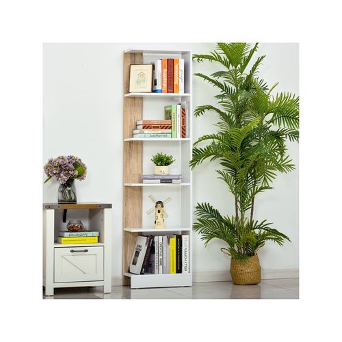 Bibliothèque Étagère Valmont Blanche Et Bois