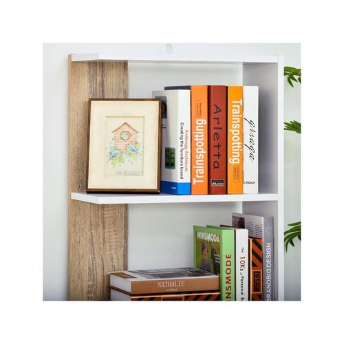 Bibliothèque Étagère Valmont Blanche Et Bois