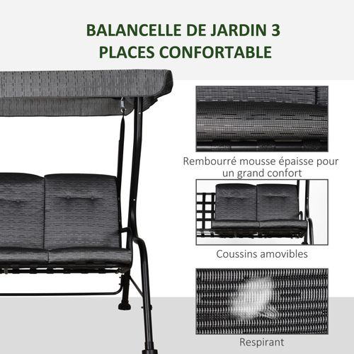 Balancelle De Jardin Oscar Noire Et Grise
