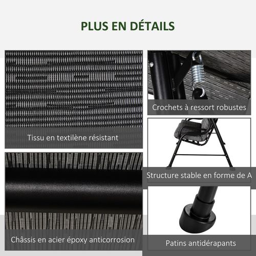 Balancelle De Jardin Oscar Noire Et Grise