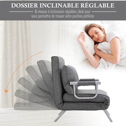 Fauteuil Chauffeuse Convertible Peggy Gris
