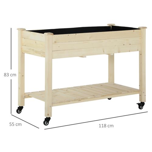 Jardinière Sur Pieds à Roulettes Alban Sapin Naturel