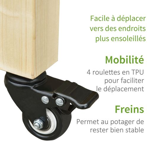 Jardinière Sur Pieds à Roulettes Alban Sapin Naturel