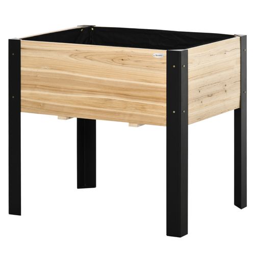 Jardinière Rectangulaire Sur Pieds Lisa Bois De Sapin Et Noire