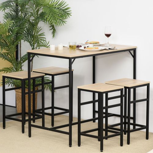 Ensemble Table Et 4 Tabourets Hector Bois Et Noir