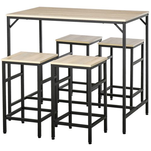 Ensemble Table Et 4 Tabourets Hector Bois Et Noir