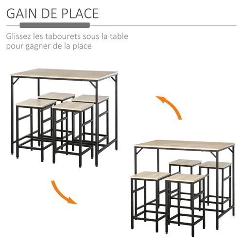 Ensemble Table Et 4 Tabourets Hector Bois Et Noir