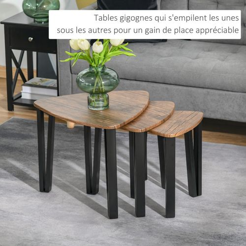 Lot De 3 Tables Basses Gigogne Mowgli Bois De Noyer