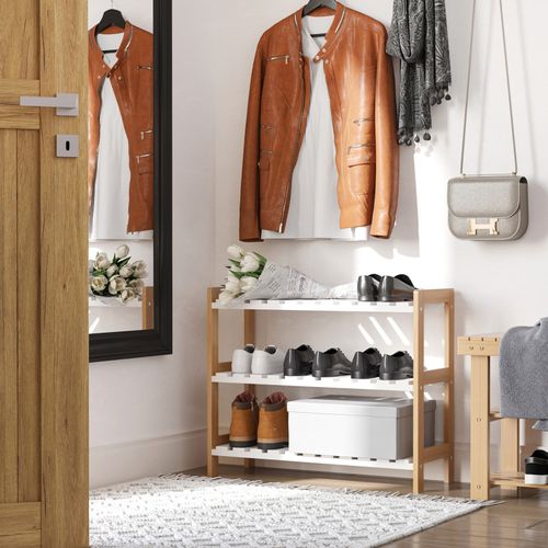 Etagère à Chaussures Mindy Bambou Et Blanc