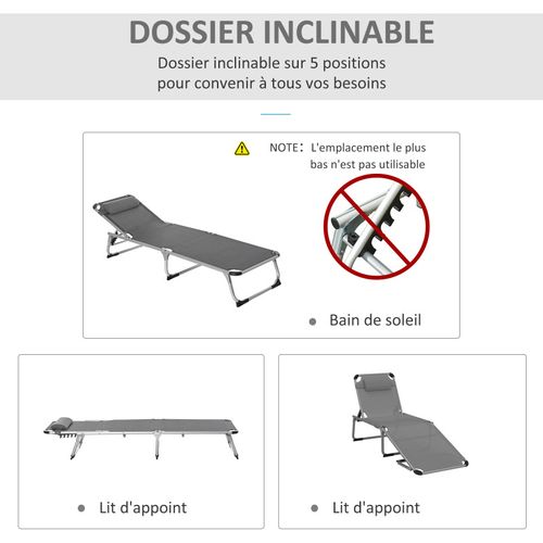 Transat Pliable Dossier Inclinable Nolan Gris