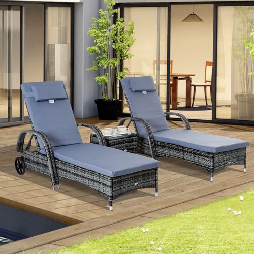Lot De 2 Bains De Soleil Avec Table Basse Margot Gris
