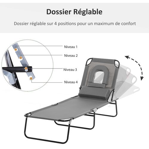 Transat Pliable Inclinable Carlos Gris