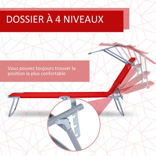 Transat Pliable Et Pare-soleil Jeremy Rouge