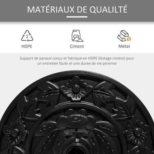 Pied De Parasol Noir Ara Au Relief Floral