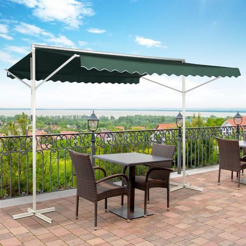 Store Double Toit Sur Pieds Bruna Vert Et Blanc