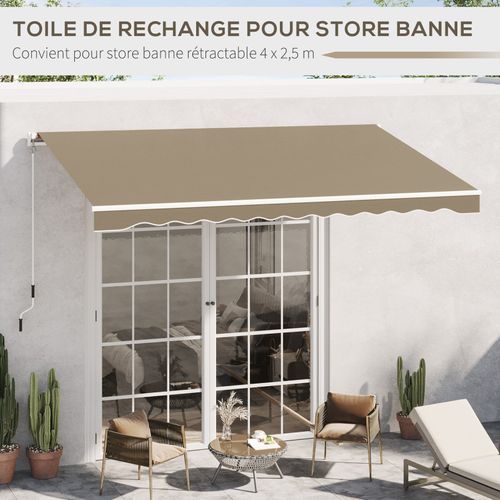 Toile De Rechange Pour Store Banne 4 X 2,5 M Paola Gris Beige