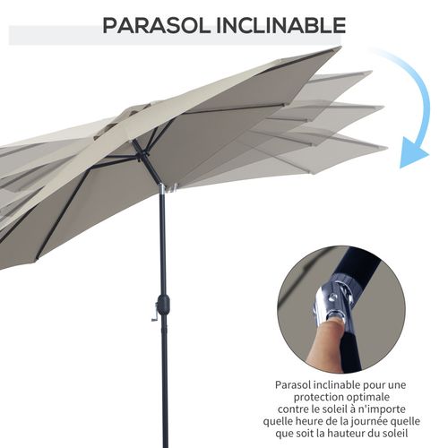Parasol Octogonal Inclinable 3m Muriel Gris Clair
