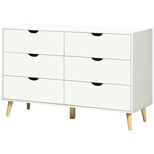 Commode Scandinave 6 Tiroirs Lucinda Bois Et Blanc