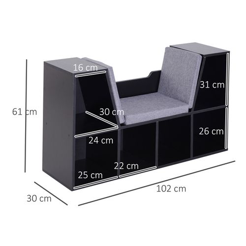 Banc Bibliothèque Mataro Noir Et Gris