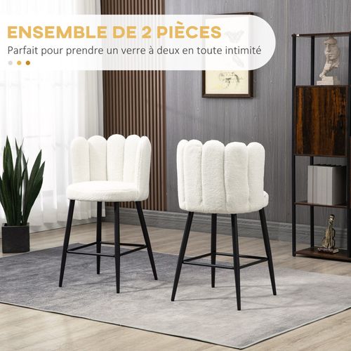 Lot De 2 Tabourets De Bar Penelope Noir Et Blanc