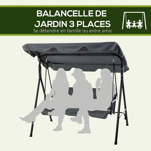 Balancelle De Jardin 3 Places Sierra Grise