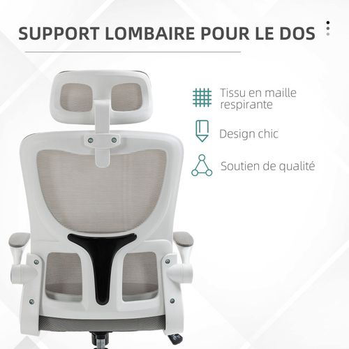 Fauteuil De Bureau Ergonomique Clark Gris Et Blanc